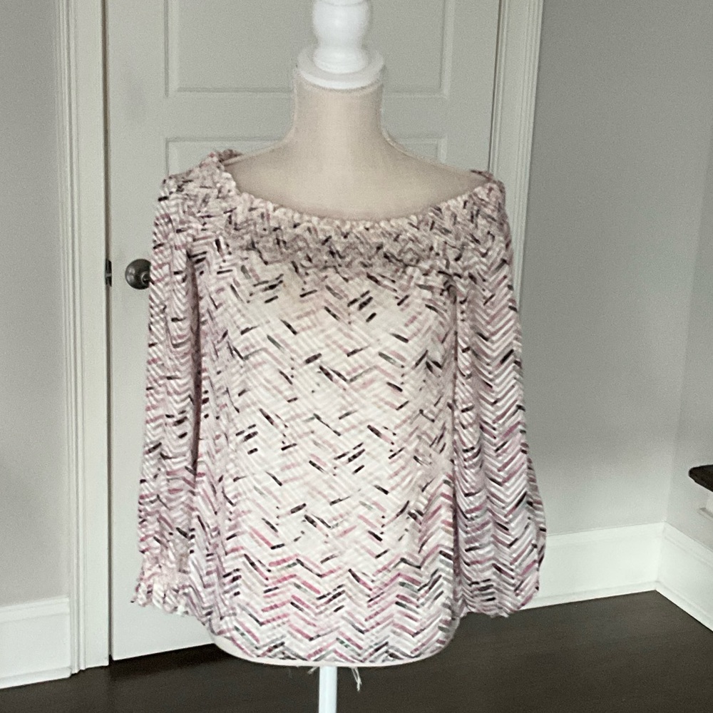 White House Black Market Pink Patterned Blouse